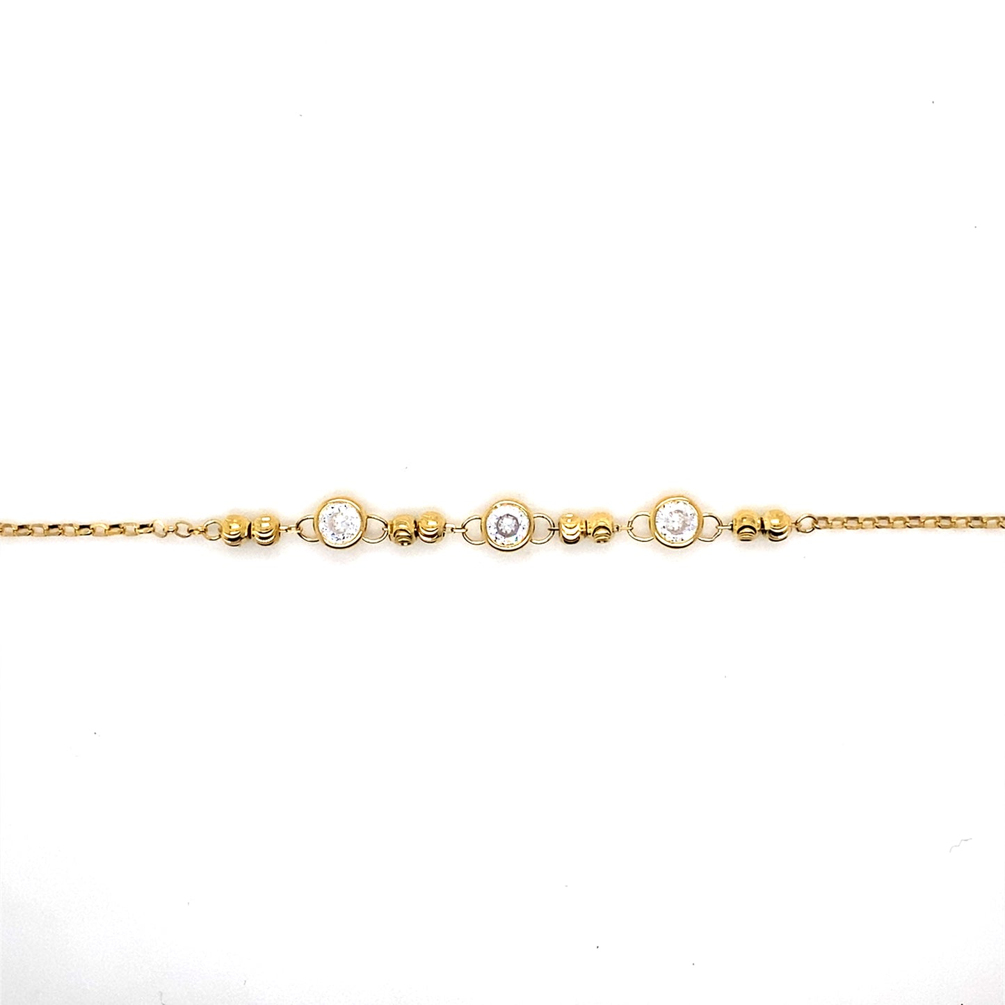 Gold-Plated Sterling Silver Three-Stone Beaded Link Bracelet