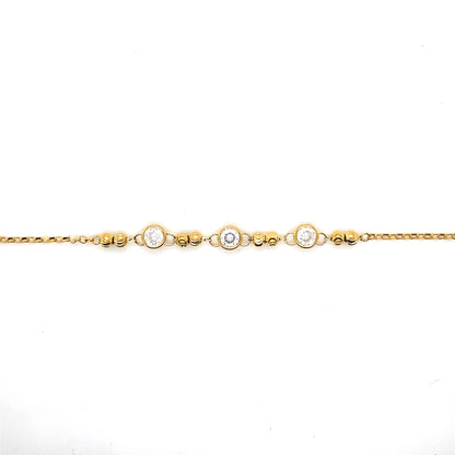 Gold-Plated Sterling Silver Three-Stone Beaded Link Bracelet