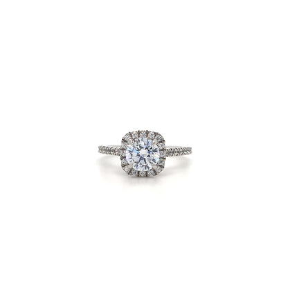 14K White Gold Round Halo Engagement Ring Set