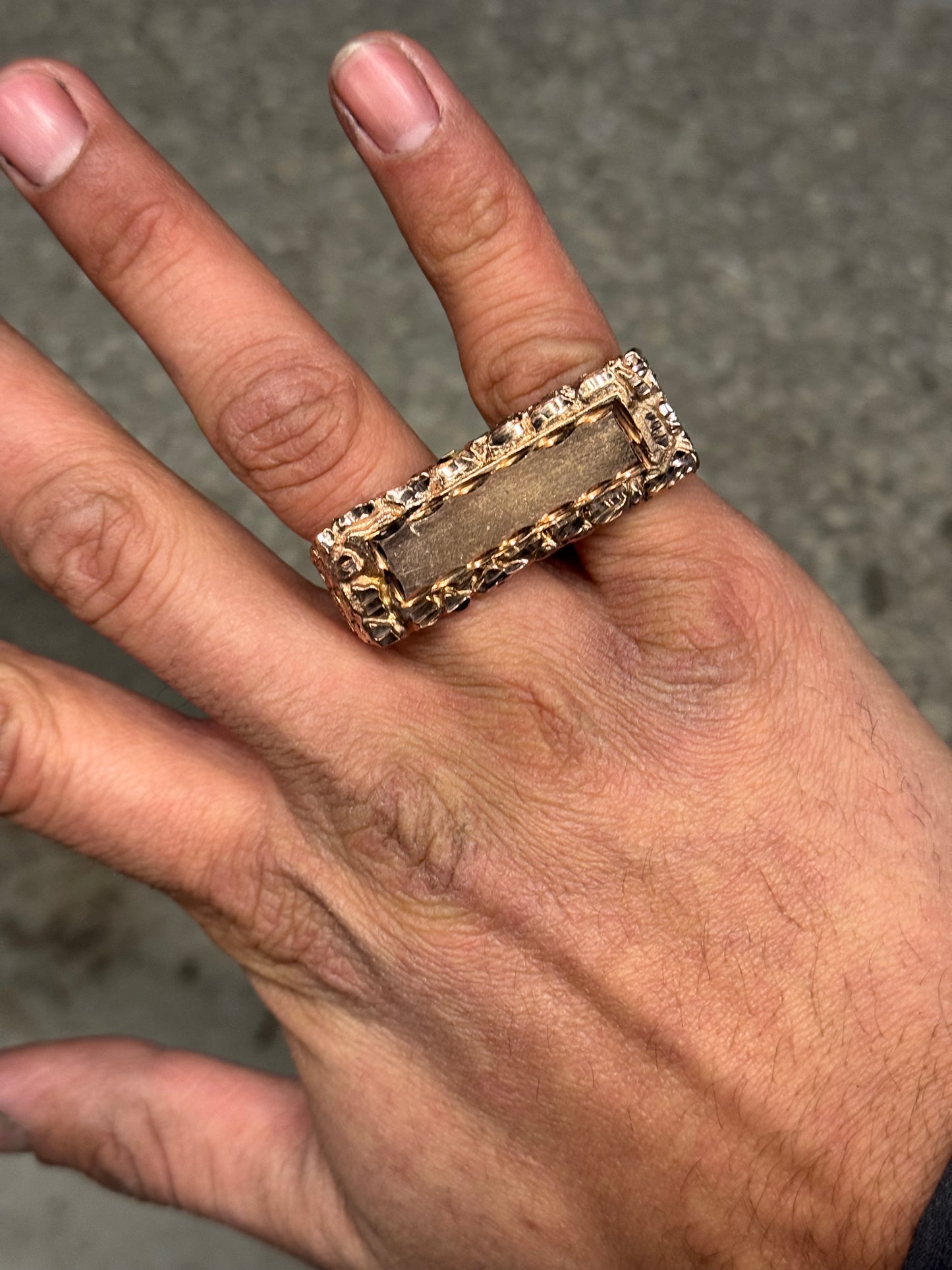 925 Silver Double Finger Nugget Name Plate Ring