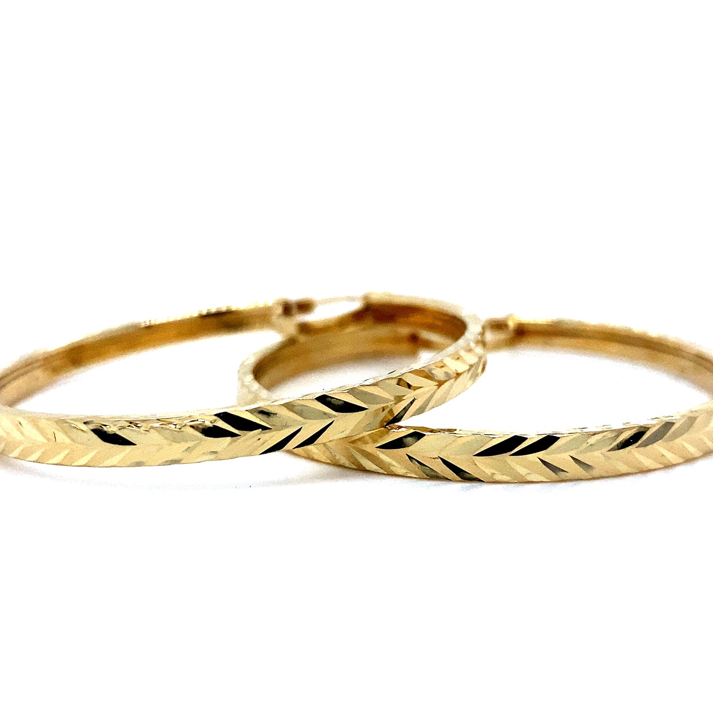 Engraved Hoop Earrings 14k Yellow Gold