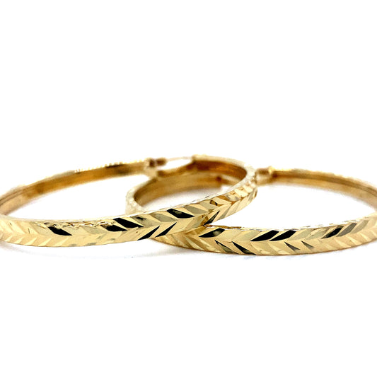 Engraved Hoop Earrings 14k Yellow Golds