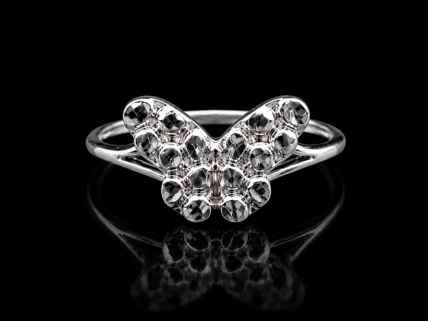 925 Silver Butterfly Nugget Ring