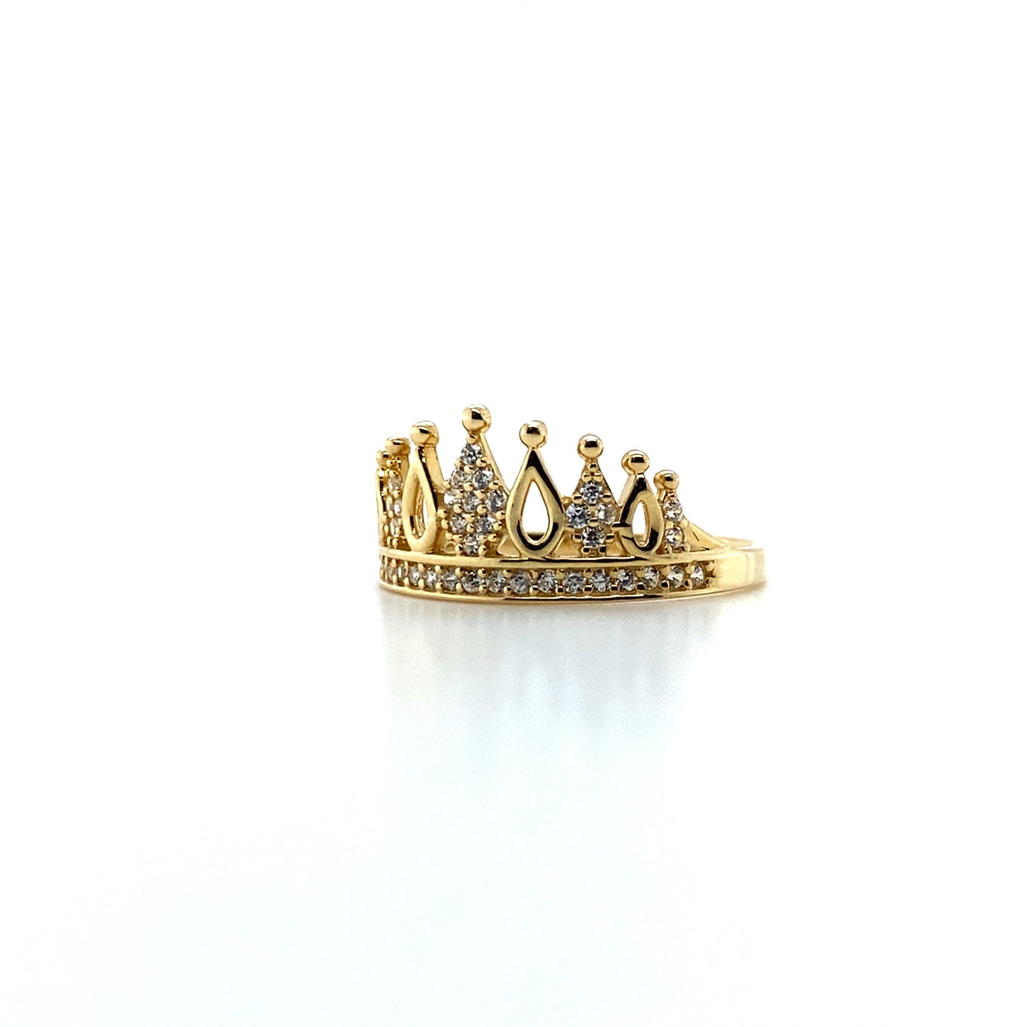 14K Yellow Gold CZ Crown Rings