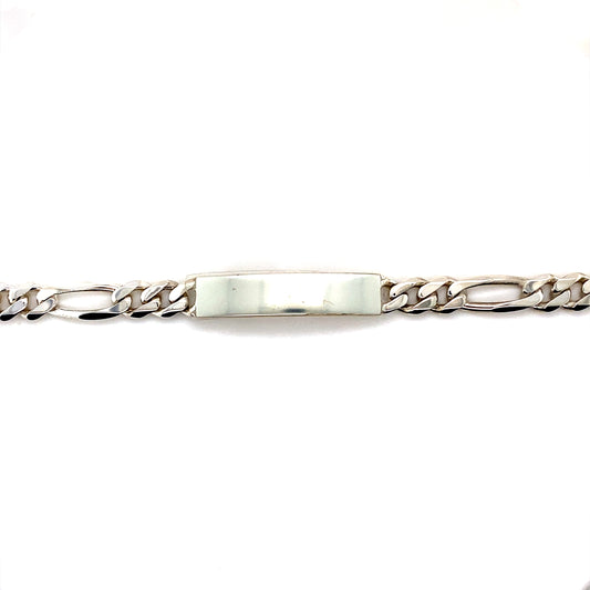 925 Sterling Silver Figaro Link ID Bracelet