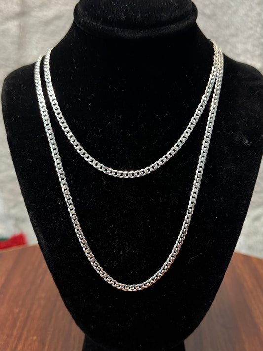 925 Silver 3MM Curb Link Chain Necklace