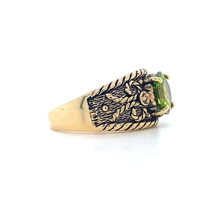 Green Peridot Ring in 14K Yellow Gold – August Birthstone