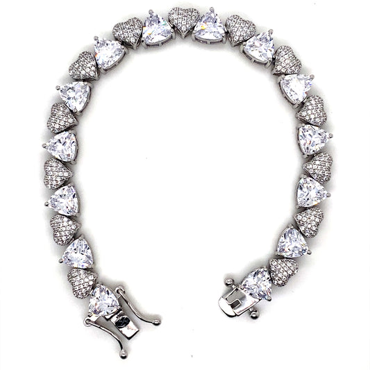 7.5” Heart Shaped Bracelet In 925 Sterling Silver
