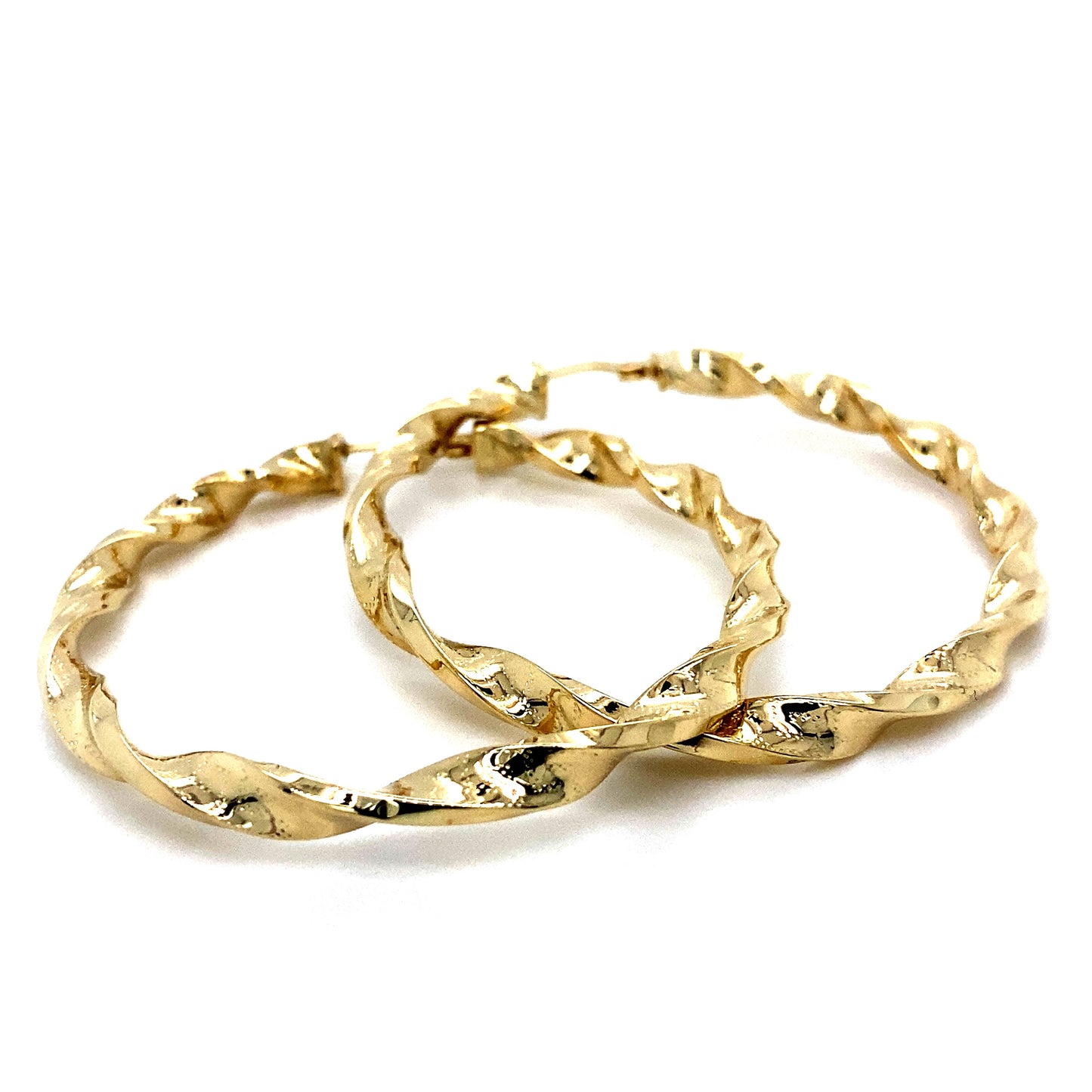 Twisted Hoop Earrings 14K Yellow Golds