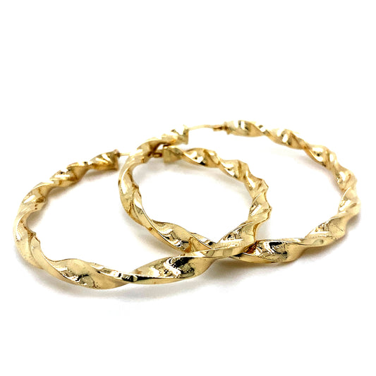 Twisted Hoop Earrings 14K Yellow Gold