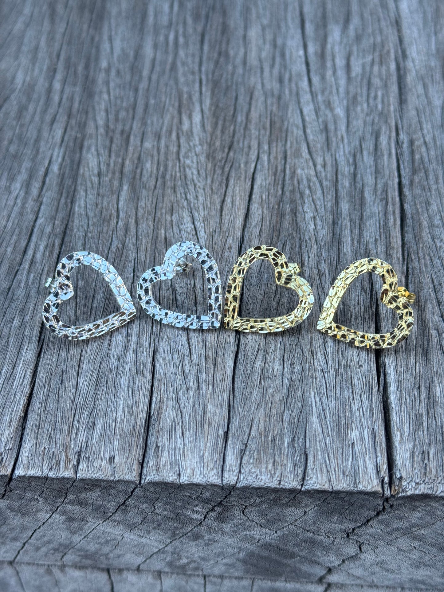 925 Silver Heart Nugget Earrings