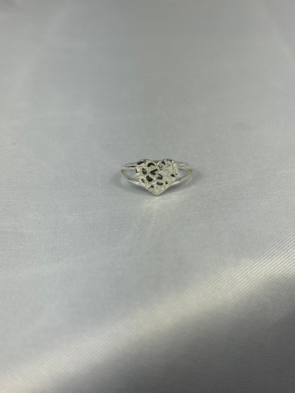 925 Silver Heart Nugget Ring