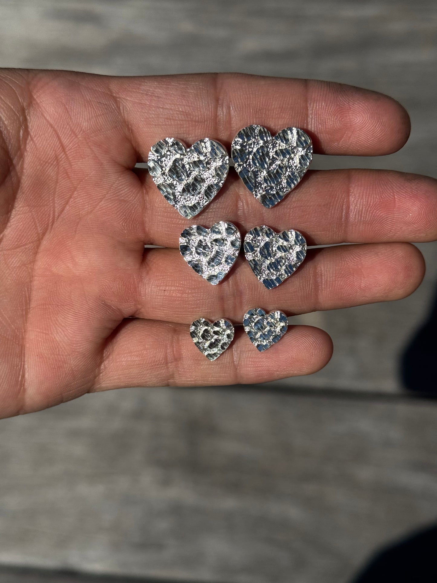 925 Silver Heart Nugget Earrings