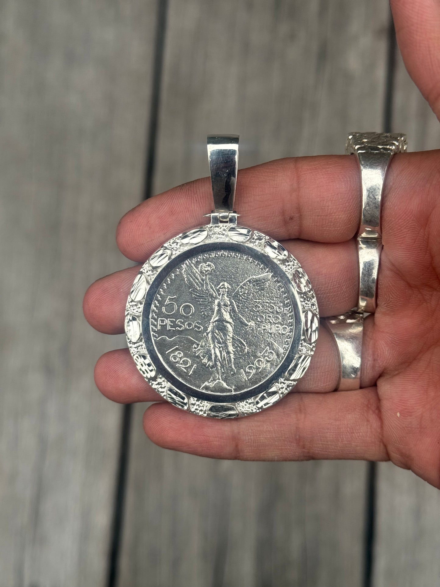 925 Silver Nugget Centenario Pendant