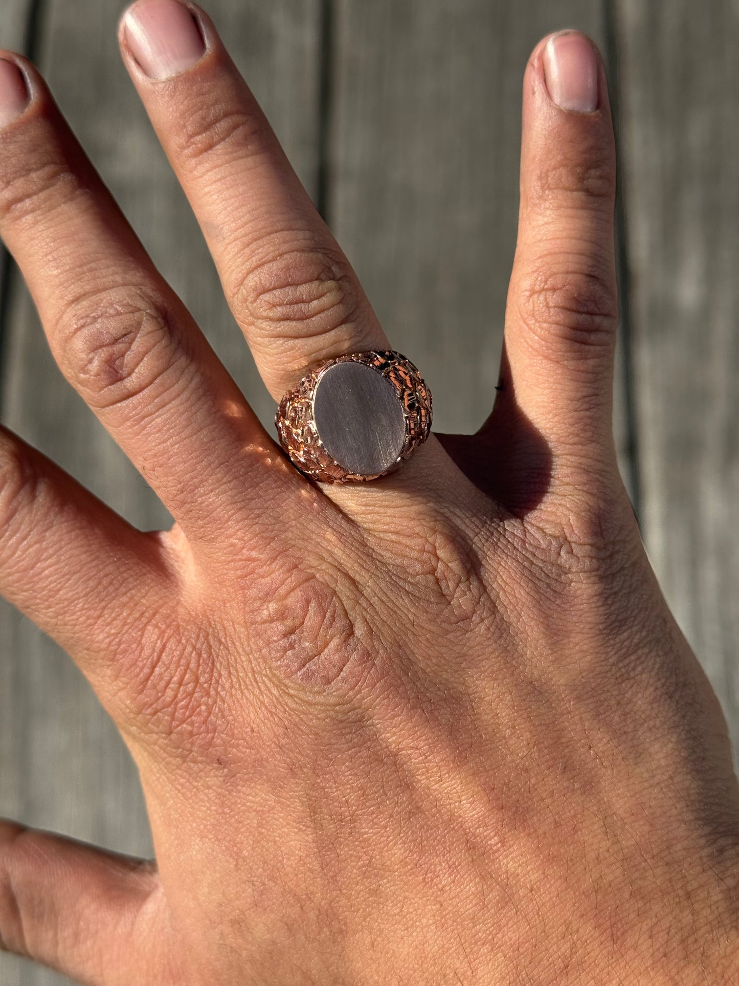 925 Silver Initial Nugget Ring