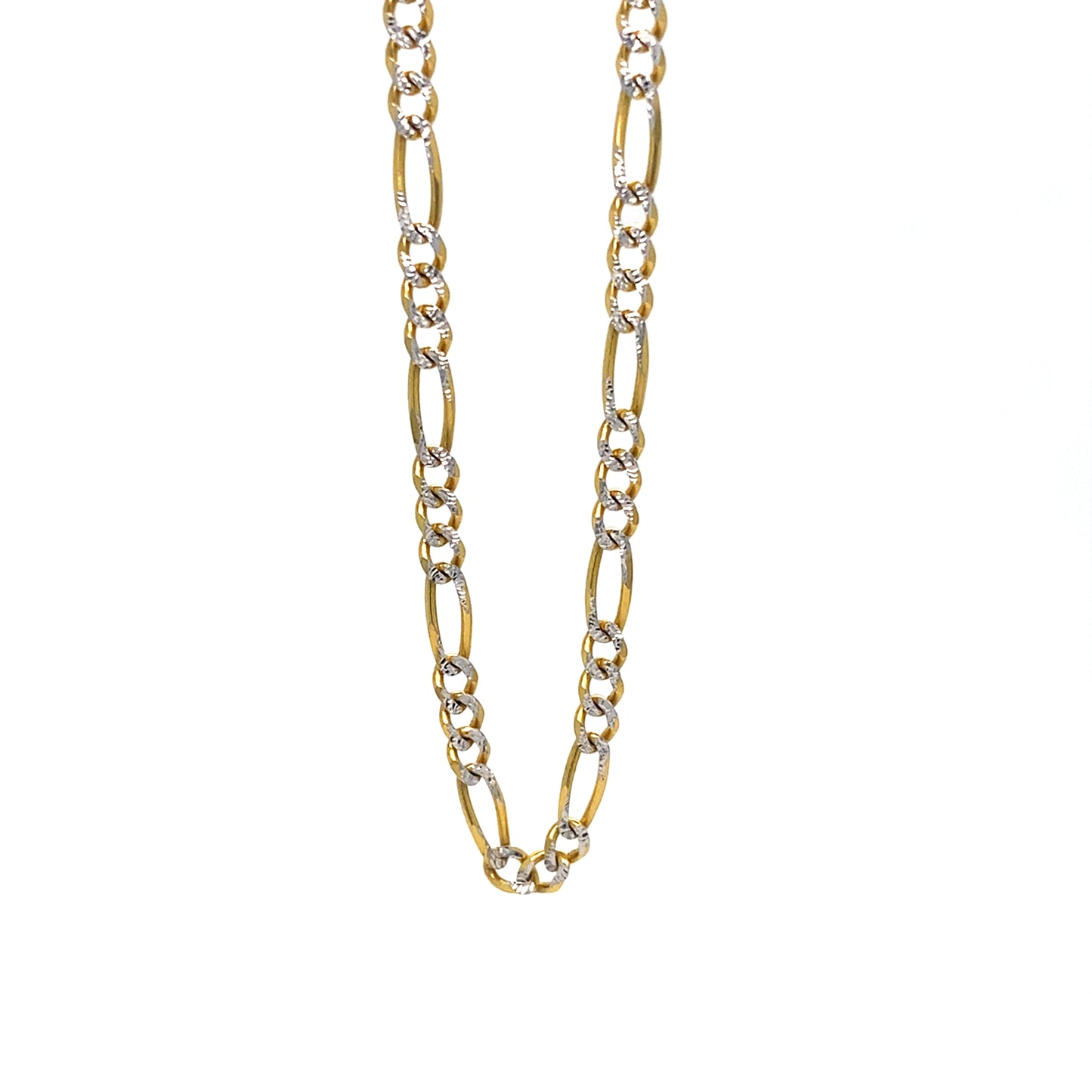 14K Yellow Gold 22” Diamond Cut Figaro Link Chain