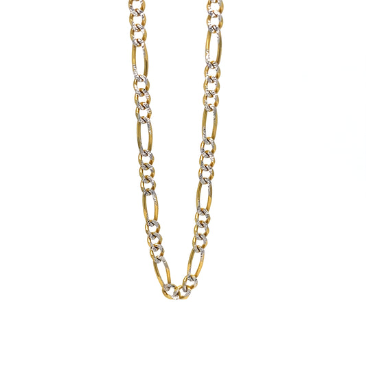 14K Yellow Gold 22” Diamond Cut Figaro Link Chain