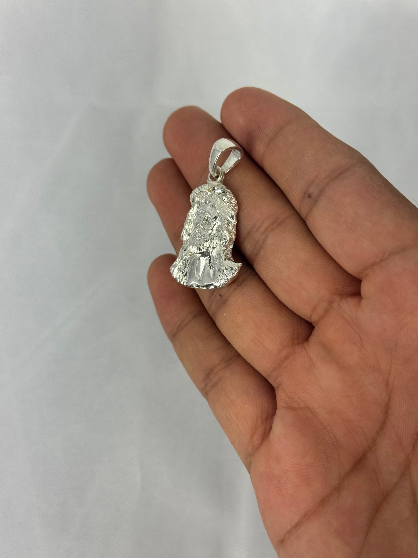 925 Silver Jesus Face Pendant 37MM x 24MM