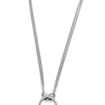 925 Silver CZ Heart, Fleur-De-Lis, Disc Charm Necklace