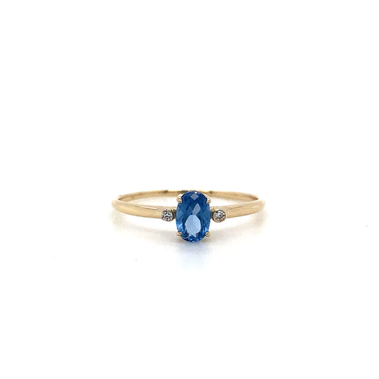 14K Gold Ring with Vibrant Swiss Blue Topaz