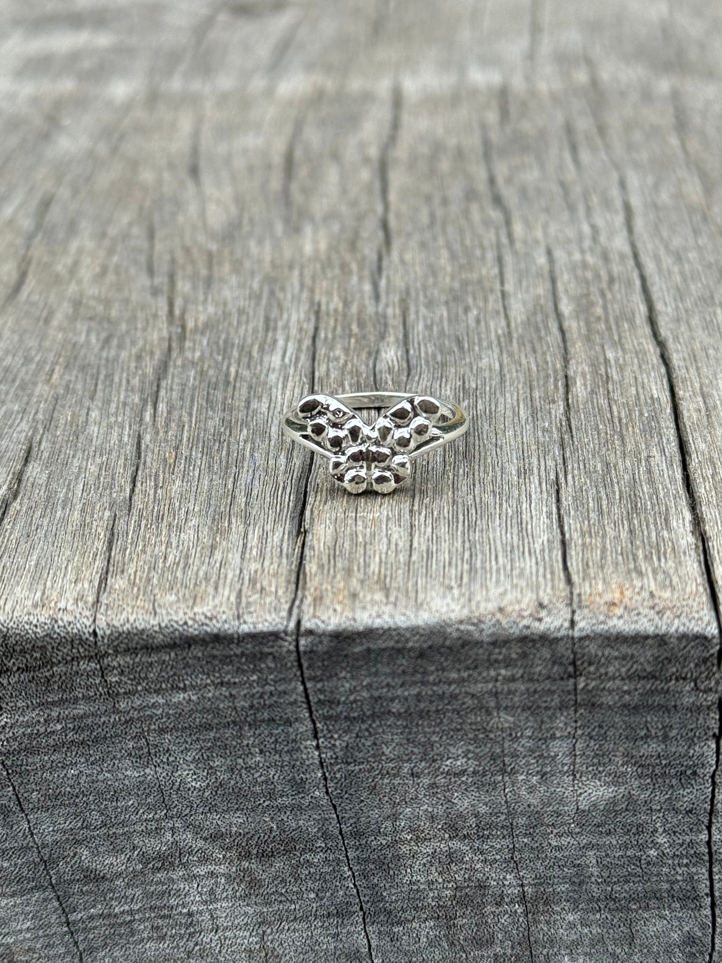925 Silver Butterfly Nugget Ring