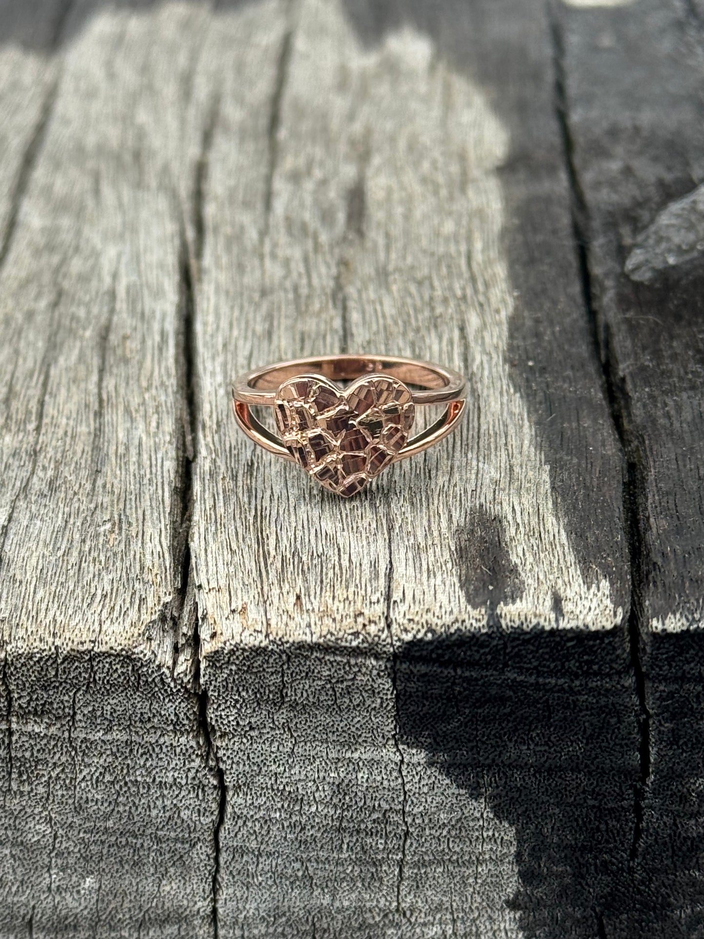 925 Silver Heart Nugget Ring