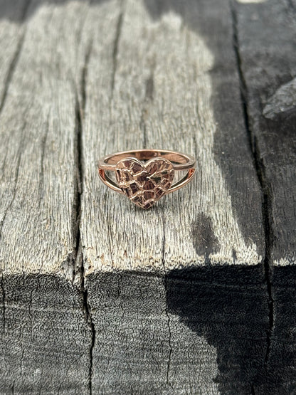 925 Silver Heart Nugget Ring