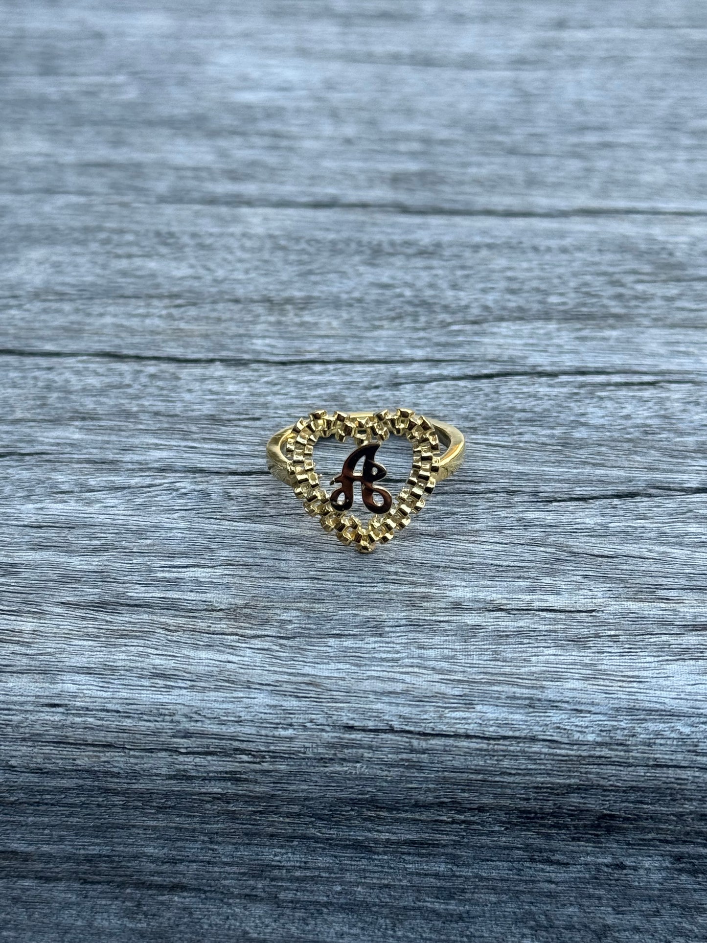 925 Silver Heart Rolex Initial Ring