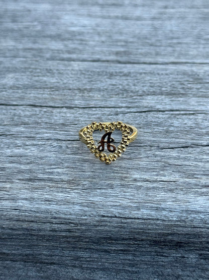 925 Silver Heart Rolex Initial Ring