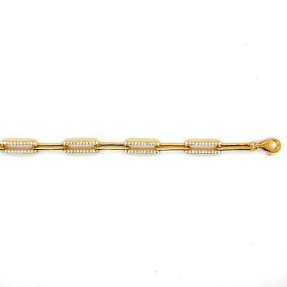 Gold-Plated Sterling Silver Paperclip Bracelet with CZ Accents