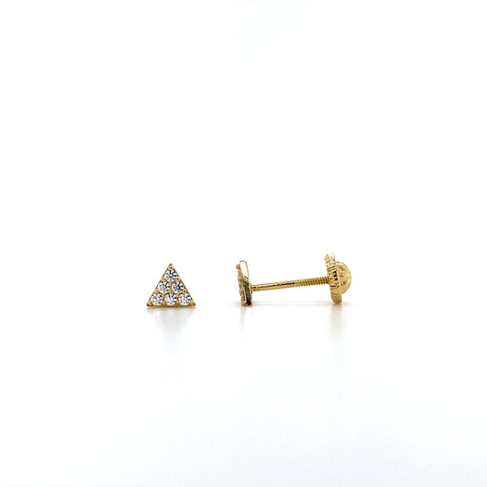 14K Yellow Gold Triangle Stud Earrings