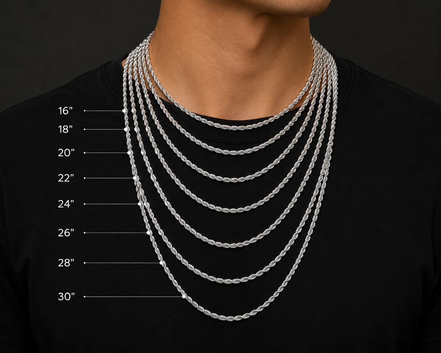 925 Silver 4MM Rope Chain & Bracelet