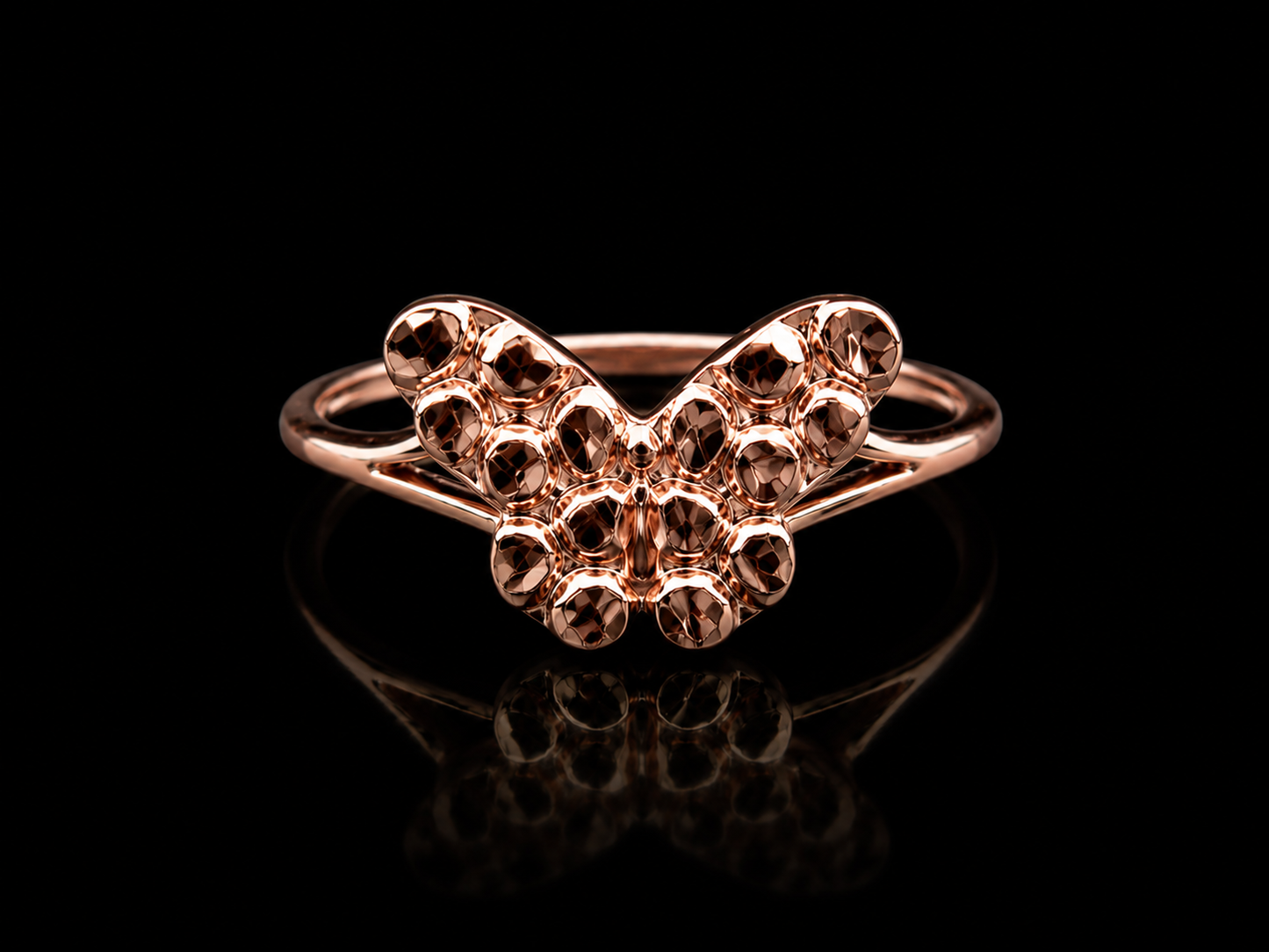 925 Silver Butterfly Nugget Ring