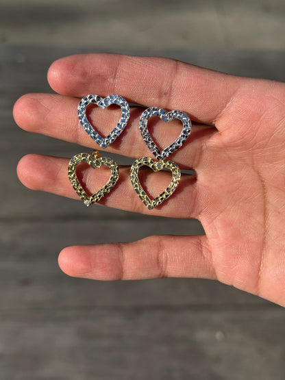 925 Silver Heart Nugget Earrings