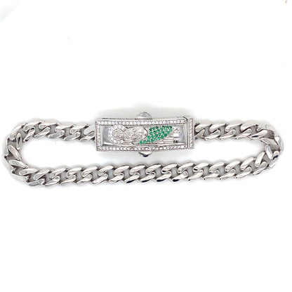 925 Sterling Silver Rectangle Saint Jude Cuban 6.5MM Bracelet