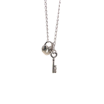 925 Silver Heart & Key 18” Necklace