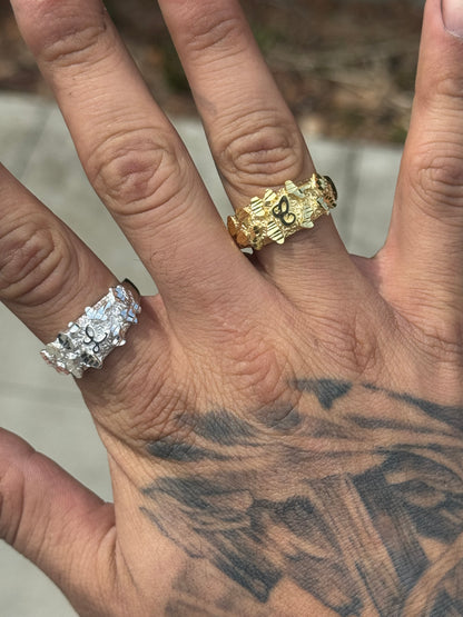 925 Silver Initial Nugget Ring