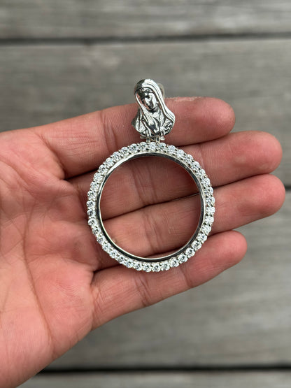 925 Silver Centenario Pendant W/ Virgin Mary