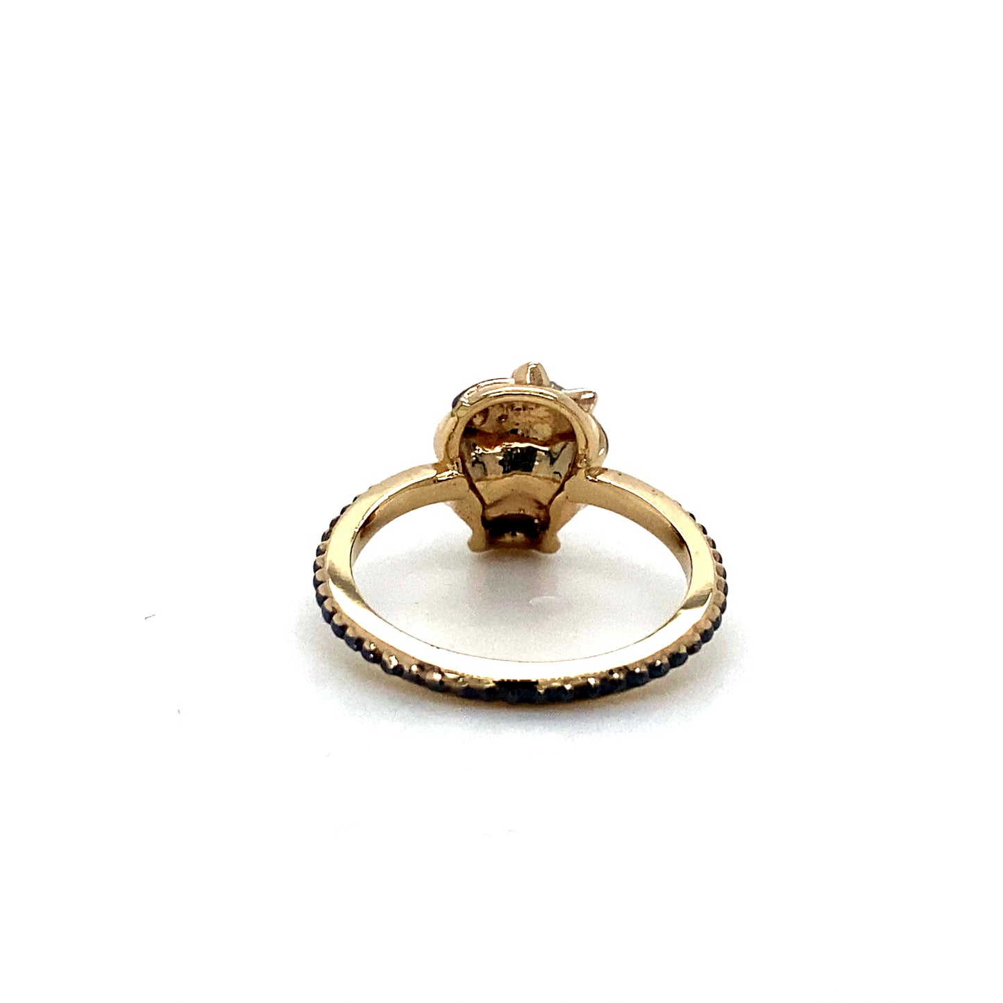 Bold 14K Gold Princess Skull Ring W/ Heart Eyes