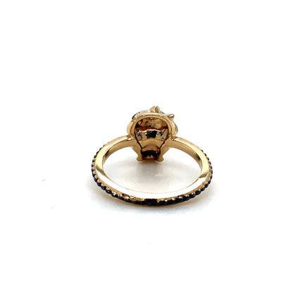 Bold 14K Gold Princess Skull Ring W/ Heart Eyes