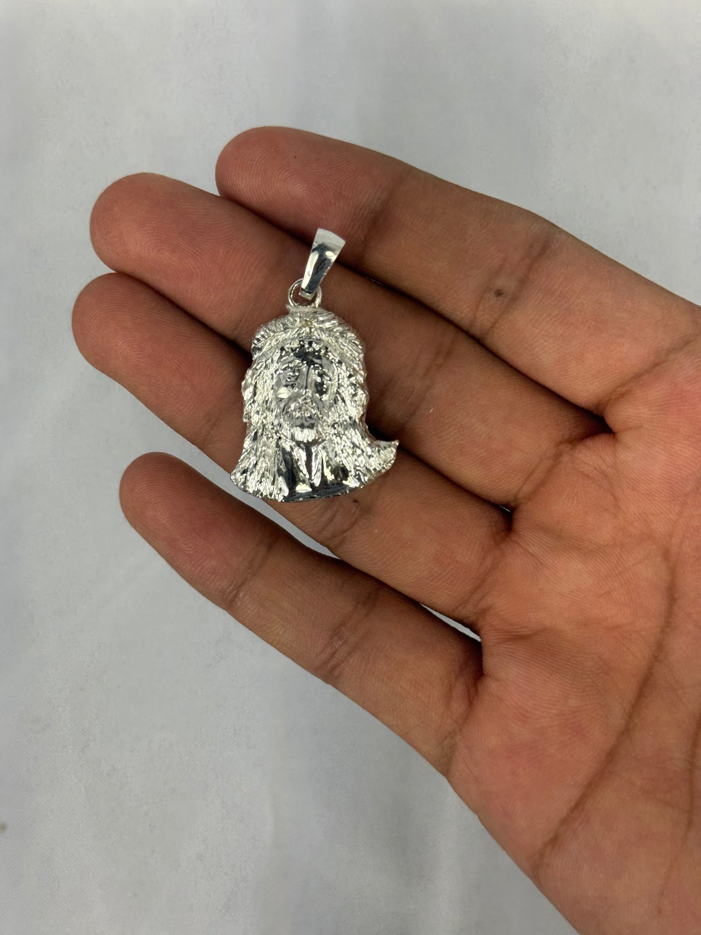 925 Silver Jesus Face Pendant 37MM x 24MM