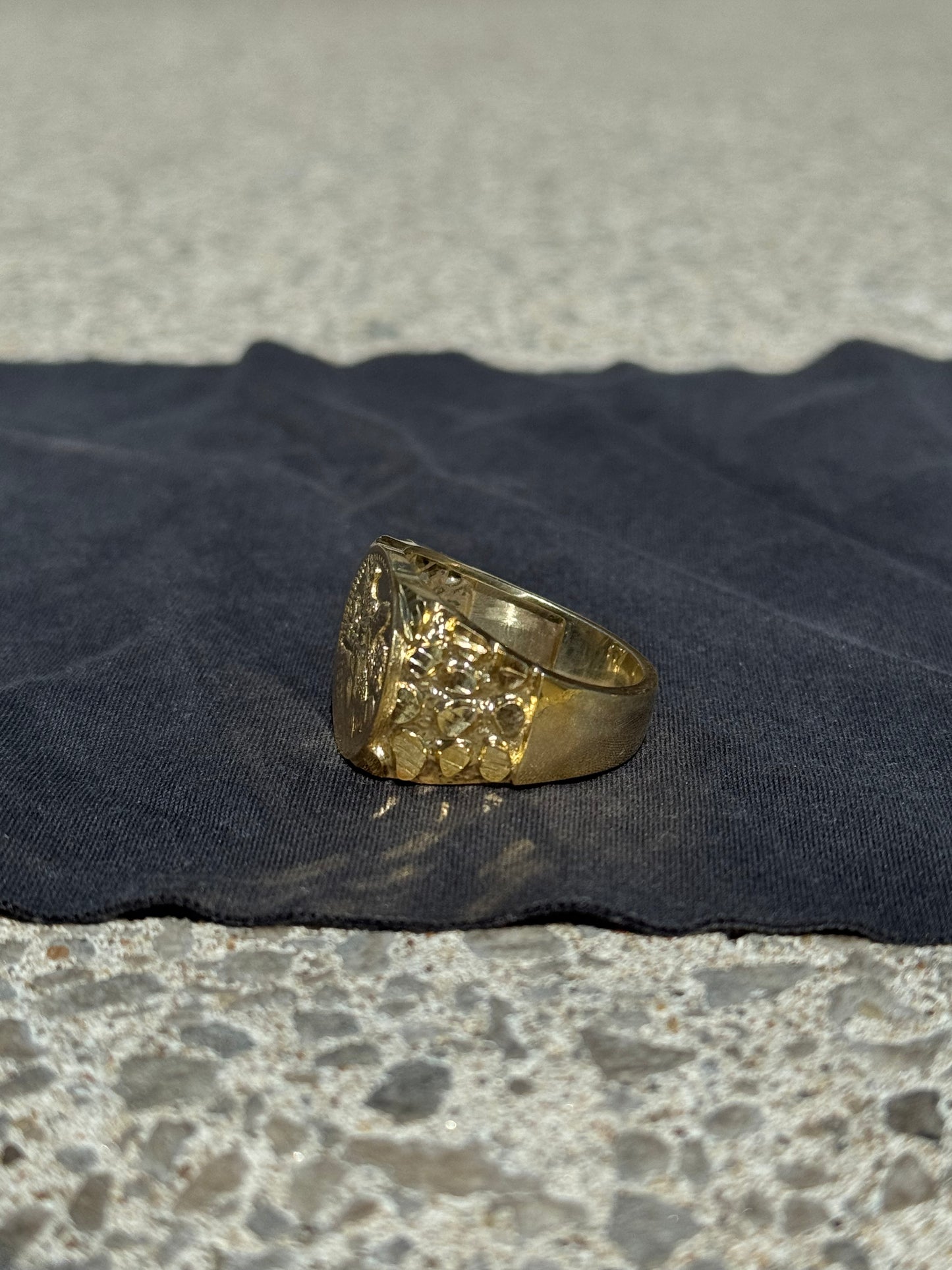 925 Silver Centenario Nugget Ring Close Up Nugget Texture Detail