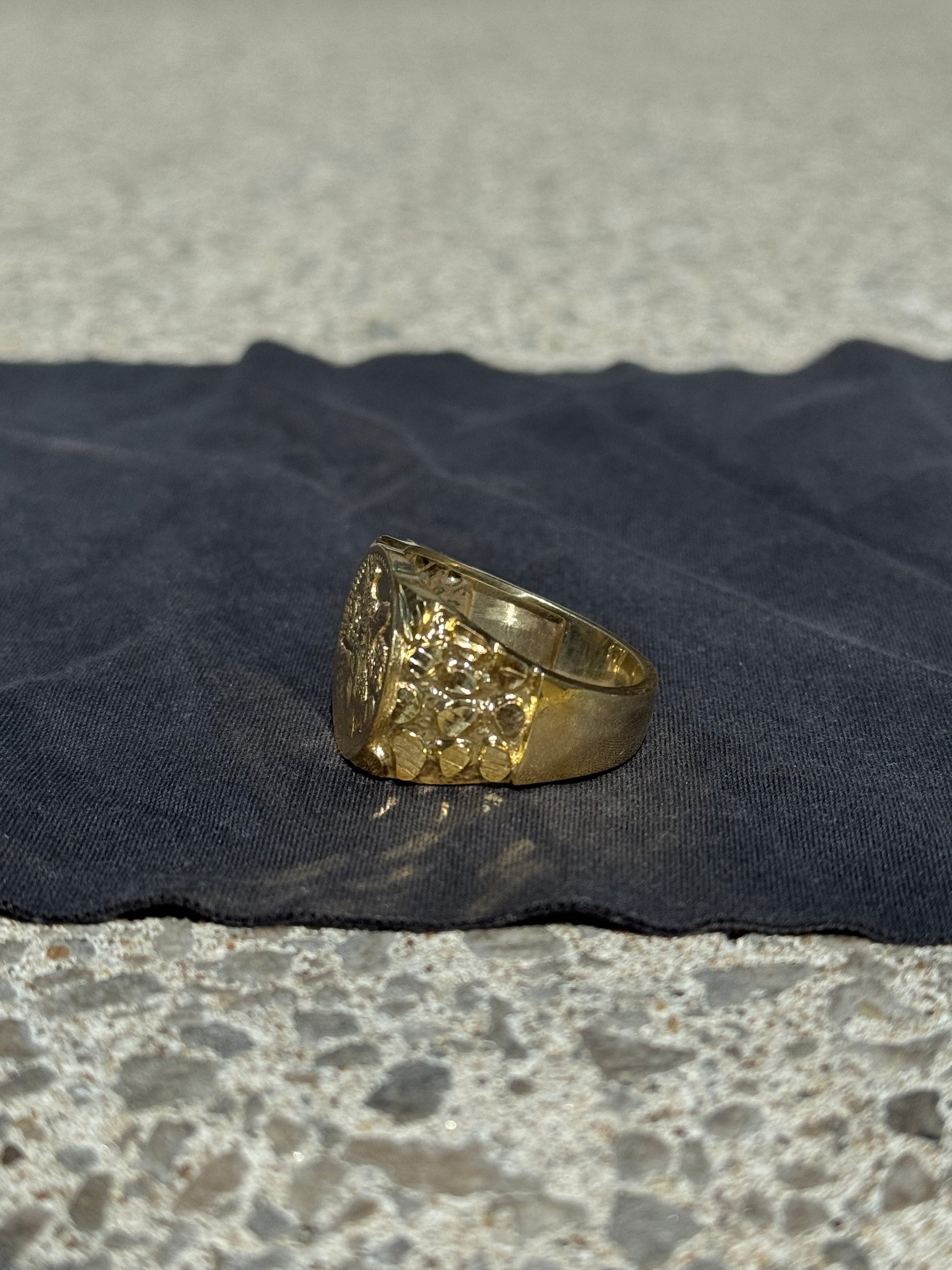925 Silver Centenario Nugget Ring Close Up Nugget Texture Detail