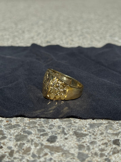 925 Silver Centenario Nugget Ring Close Up Nugget Texture Detail
