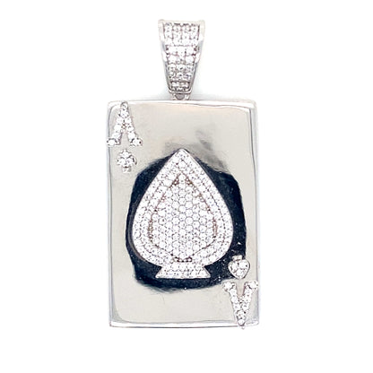 Spade Card Pendant In 925 Sterling Silver
