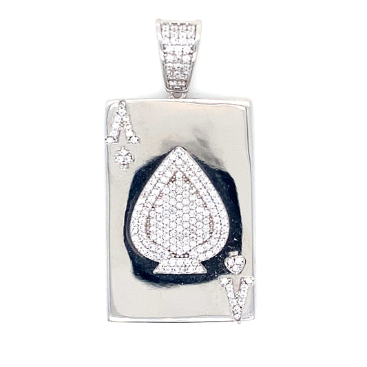 Spade Card Pendant In 925 Sterling Silver