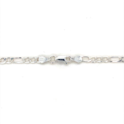 3.5MM 24” Figaro Chain In 925 Sterling Silver
