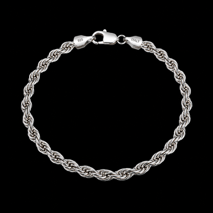 925 Silver 5MM 8" Rope Bracelet