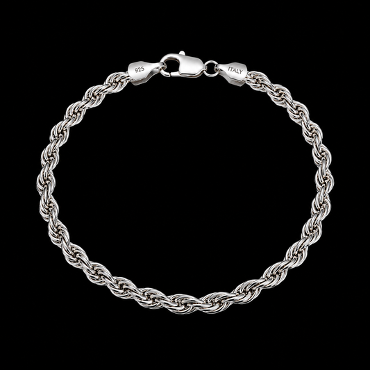 Pulsera de cuerda de plata 925 de 5 mm y 8 pulgadas