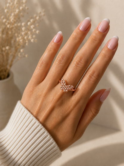 925 Silver Butterfly Nugget Ring